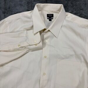 Arrow Dress Shirt Mens 17.5 32/33 Cream Classic Fit No Iron
